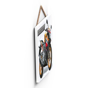 P1916 - Plaque à suspendre en bois de style affiche de moto Honda Repsol 3