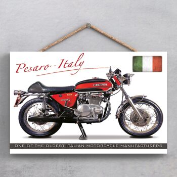 P1917 - Plaque à suspendre en bois de style affiche de moto Benelli Italie 1