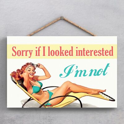 P1923 - Looked Interested Pin Up Themed Decorative Hanging Plaque