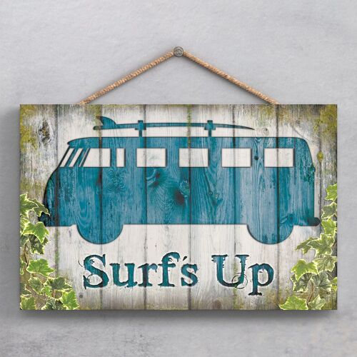 P1928 - Surfs Up Campervan Vw Themed Decoartive Wooden Hanging Plaque