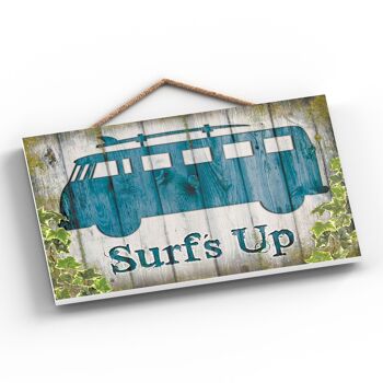 P1928 - Plaque décorative à suspendre en bois sur le thème du camping-car VW Surfs Up 2