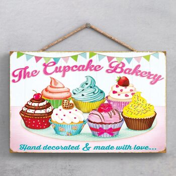 P1932 - Plaque à suspendre décorative sur le thème de la cuisine de la boulangerie Cupcake 1