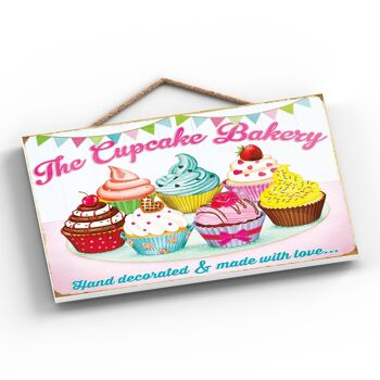 P1932 - Plaque à suspendre décorative sur le thème de la cuisine de la boulangerie Cupcake 2
