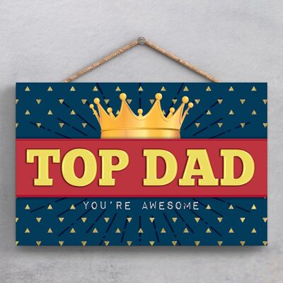 P1936 - Targa da appendere in legno decorativa Top Dad Crown