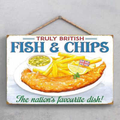 P1937 - Targa decorativa da appendere a tema cucina Fish and Chips