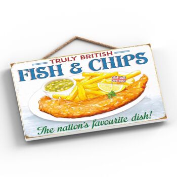 P1937 - Plaque à suspendre décorative sur le thème de la cuisine Fish And Chips 2