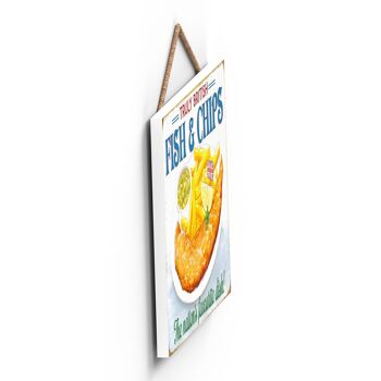 P1937 - Plaque à suspendre décorative sur le thème de la cuisine Fish And Chips 3