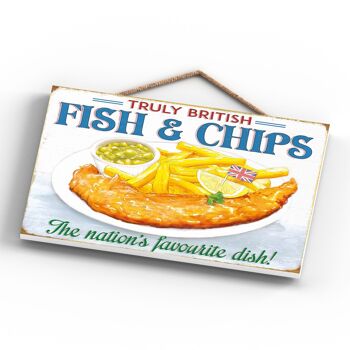 P1937 - Plaque à suspendre décorative sur le thème de la cuisine Fish And Chips 4