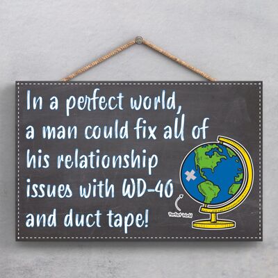 P1940 - Wd40 Duct Tape Issues Comical Themed Decorative Wooden Hanging Plaque