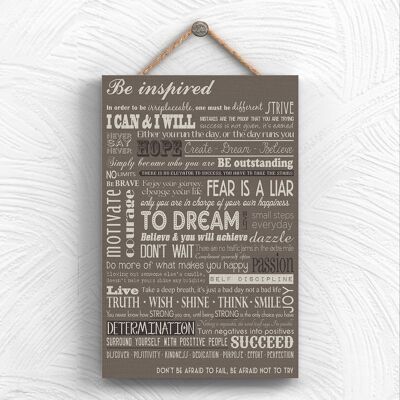 P1946 - Be Inspired Rules Typography Decorative Hanging Plaque