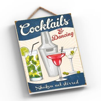 P1951 - Plaque décorative à suspendre en bois sur le thème de la cuisine dansante et cocktails 2