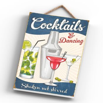 P1951 - Plaque décorative à suspendre en bois sur le thème de la cuisine dansante et cocktails 4