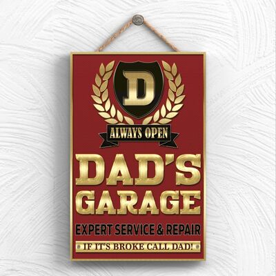 P1952 - Placa colgante decorativa con tipografía de garaje para papás