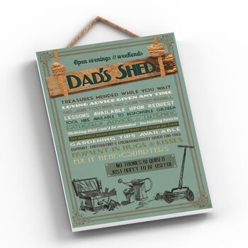 P1953 - Dads Shed Garden Typography Plaque à suspendre décorative 2