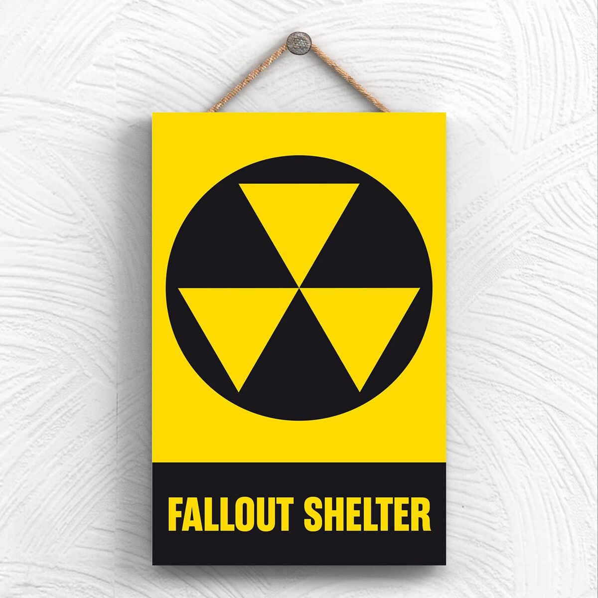 P1958 - Targa decorativa da appendere tipografia rifugio antiatomico