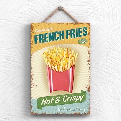 P1961 - French Fries Kitchen Themed Decorative Wooden Hanging Plaque