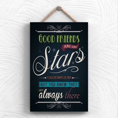 P1962 - Placa colgante decorativa con tipografía Friends Are Like Stars