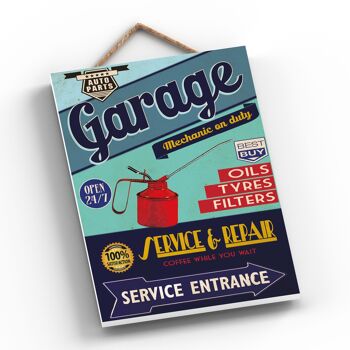 P1963 - Plaque à Suspendre Décorative Typographie Garage Mechanic On Duty 2