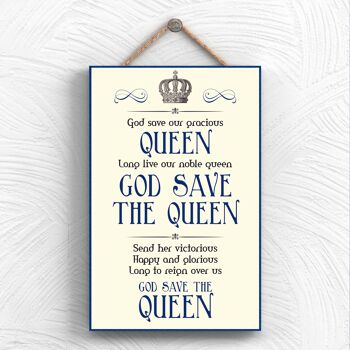 P1964 - Plaque à suspendre décorative typographie God Save The Queen 1