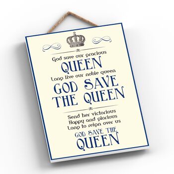 P1964 - Plaque à suspendre décorative typographie God Save The Queen 2