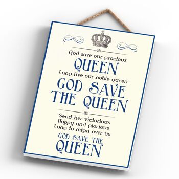 P1964 - Plaque à suspendre décorative typographie God Save The Queen 4