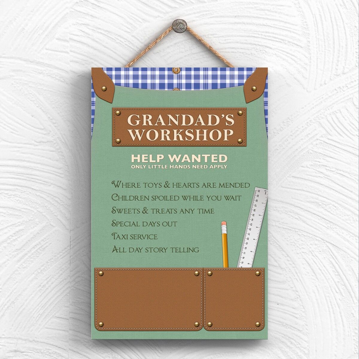 P1966 - Targa decorativa da appendere tipografia per grembiule da officina dei nonni