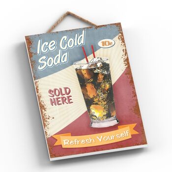 P1969 - Plaque décorative à suspendre en bois sur le thème de la cuisine Ice Cold Soda 2