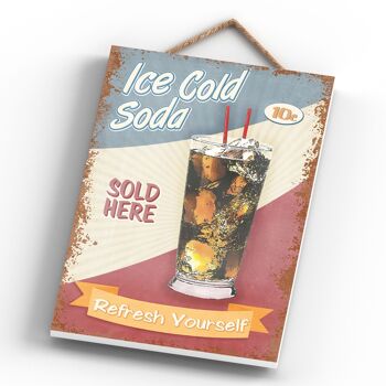 P1969 - Plaque décorative à suspendre en bois sur le thème de la cuisine Ice Cold Soda 4