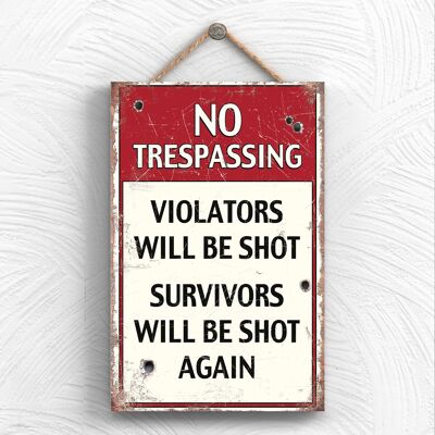 P1973 - No Trespassing Violaters Shot Tipografia Targa decorativa da appendere