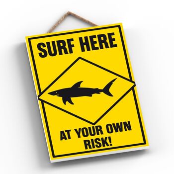 P1978 - Plaque décorative à suspendre Surf Here Risk Typography 2