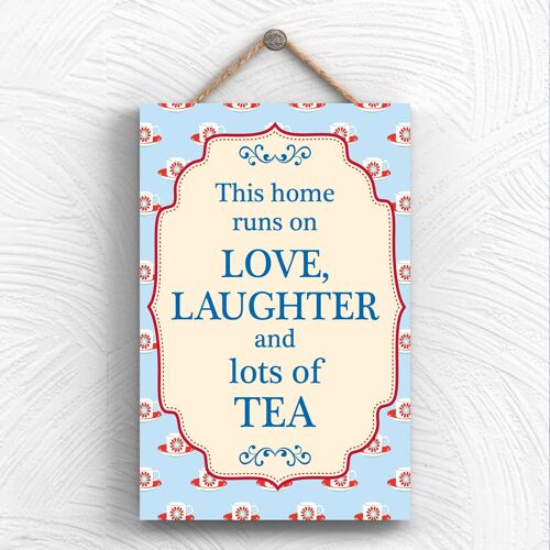 P1979 - Home Runs On Tea Typography Decorative Hanging Plaque