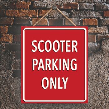P1992 - Scooter Parking Only Red Reservation Sign Haning Plaque 1