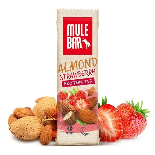 Barre protéinée vegan 42g : Amande - Fraise (25% de protéines)