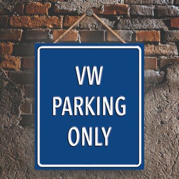 P2000 - Vw Parking Only Dark Blue Reservation Sign Haning Plaque 1