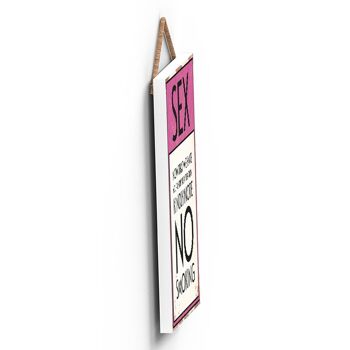 P2008 - Panneau de typographie Attention No Smoking imprimé sur une plaque à suspendre en bois 4