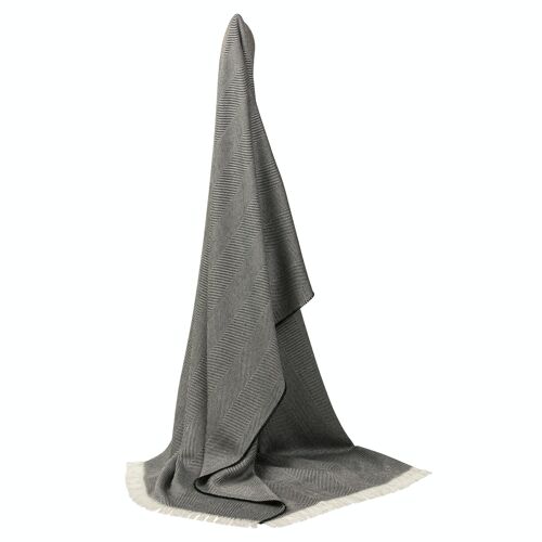 Marquee Graphite Herringbone Cashmere & Silk Stole