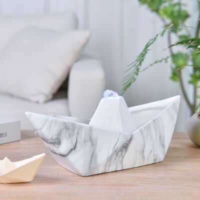 Indoor Fountain - Sailing -Cristal Line in Ceramic Marble Effect - Modern Style and Zen Decor - Gift Idea