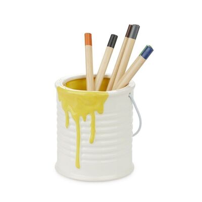 Painty Yellow Ceramic Pencil Holder 11,2X10cm