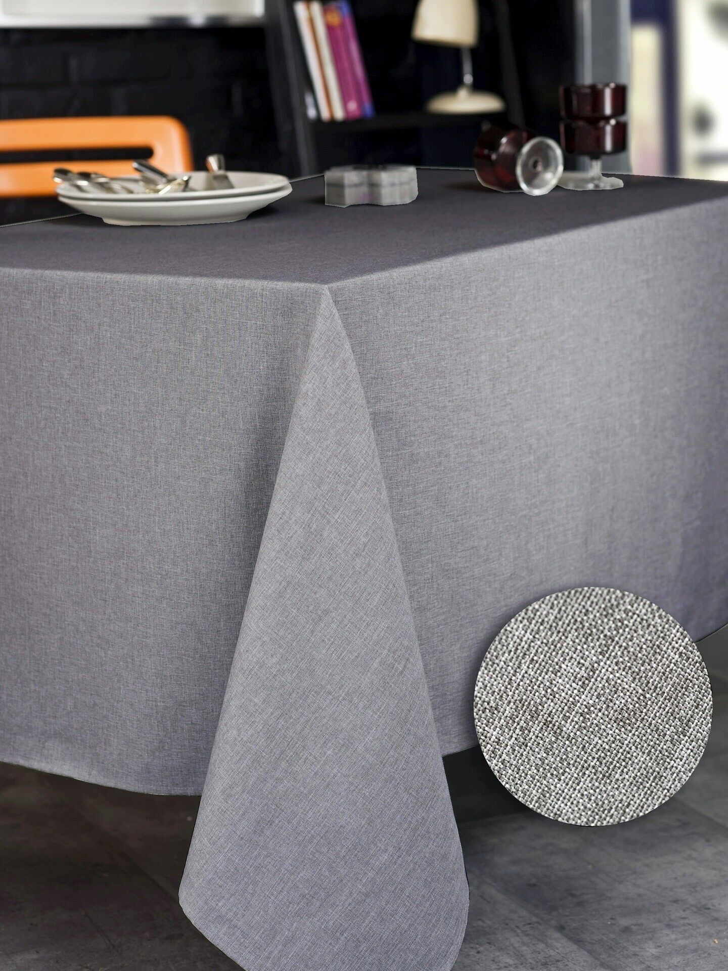 BROME GRAU RECHTECKIGE TISCHDECKE 150X200