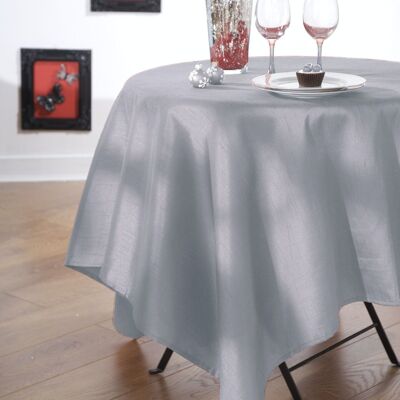 METAL/SILVER SILK EFFECT ROUND TABLECLOTH 180