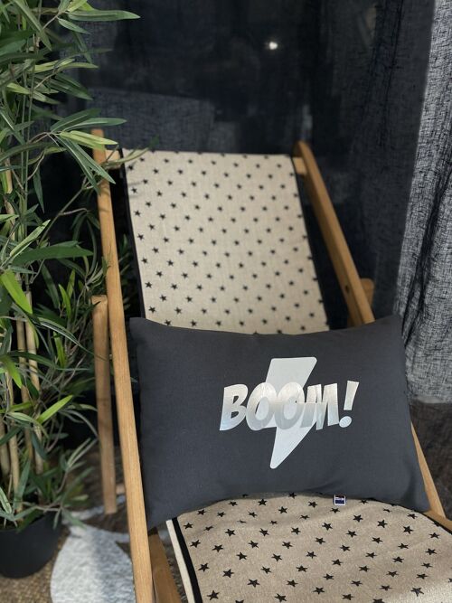 Petit Coussin coton Anthracite " Boom"