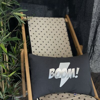 Petit Coussin coton Anthracite " Boom"