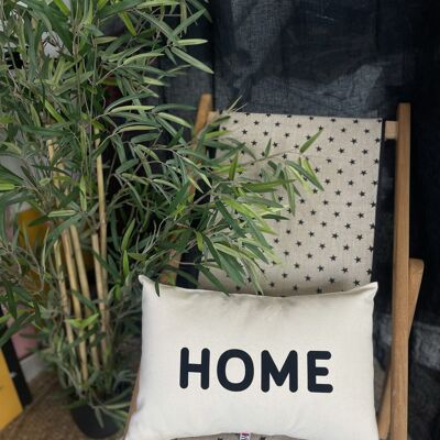 Small Ecru Cotton Cushion "HOME"