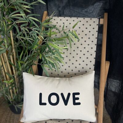 Small Ecru Cotton Cushion "LOVE"