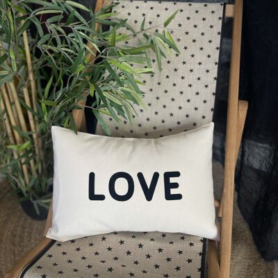 Small Ecru Cotton Cushion "LOVE"
