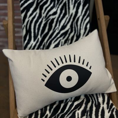 Small Ecru Cotton Cushion "Eye"