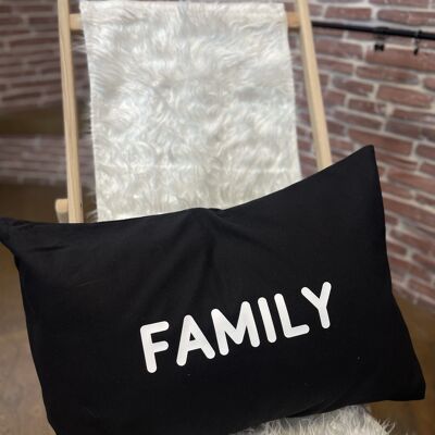 Large Black "Family" Cushion