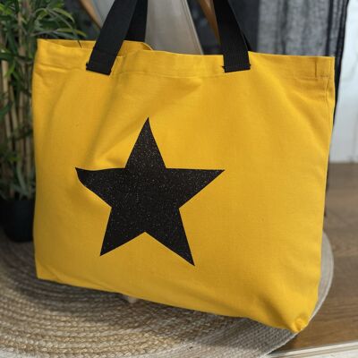 Große senffarbene Einkaufstasche "Star"