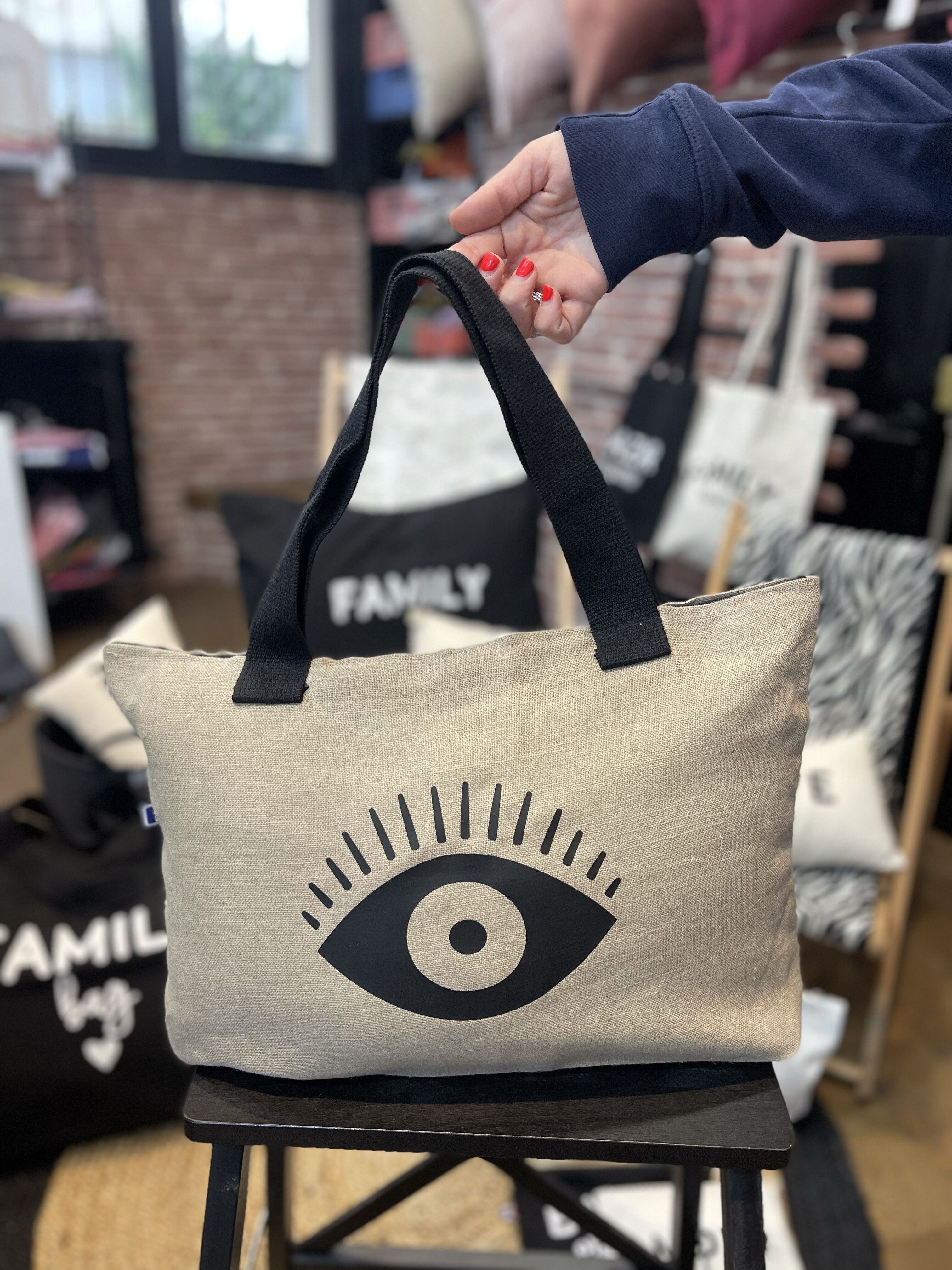 Kleine Leinen Cabas "Auge"