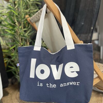 Small Navy Cabas "Love is the answer"